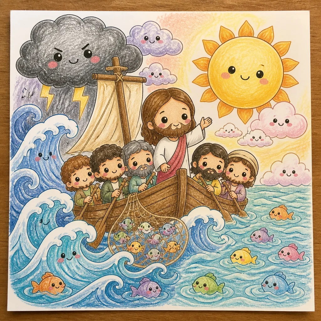A page filled with cute Bible story doodles